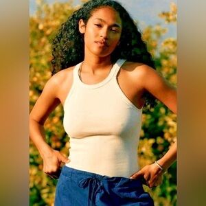 Imogene And Willie Tank Top 100% Cotton Women’s Large Retro Cream Vintage Style